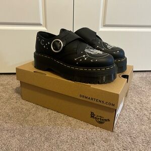 Celestial Moth Black Monk Strap Dr. Martens